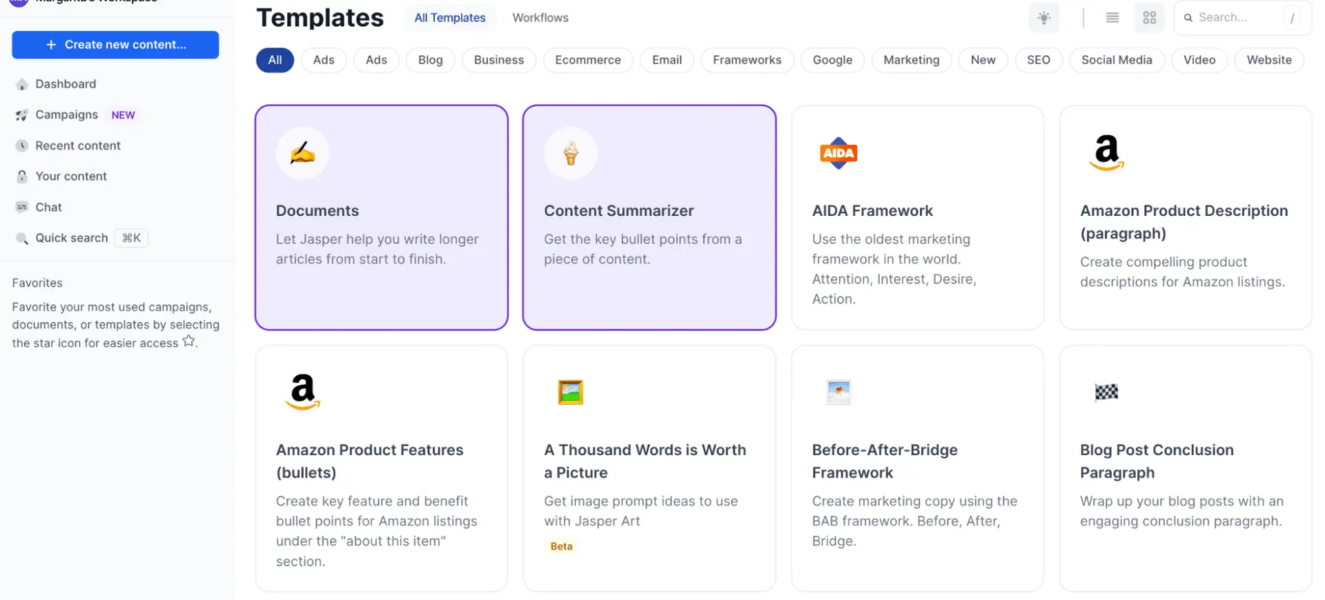 Top writing tools: Jasper.AI