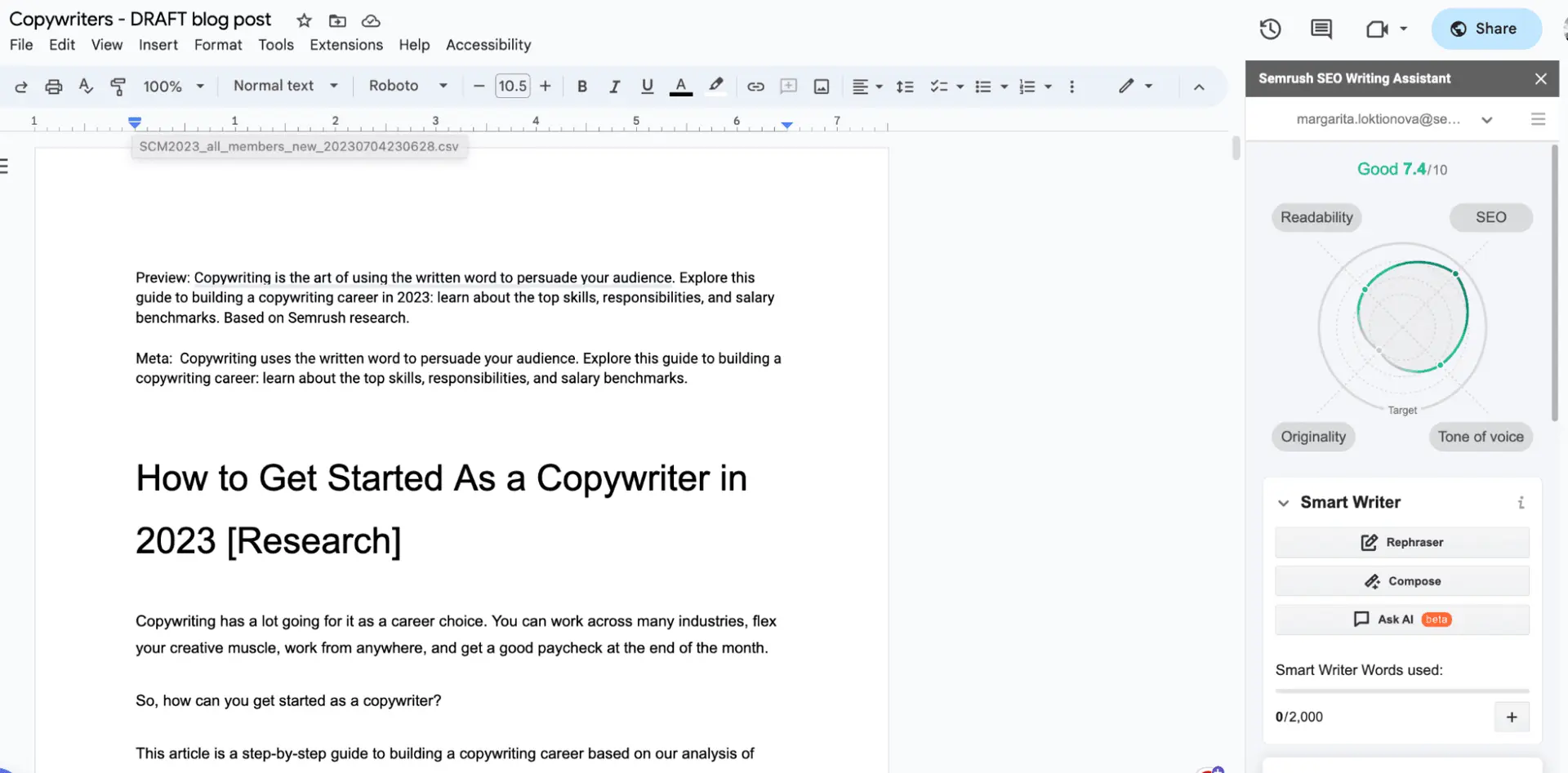 Top writing tools: SEO Writing Assistant