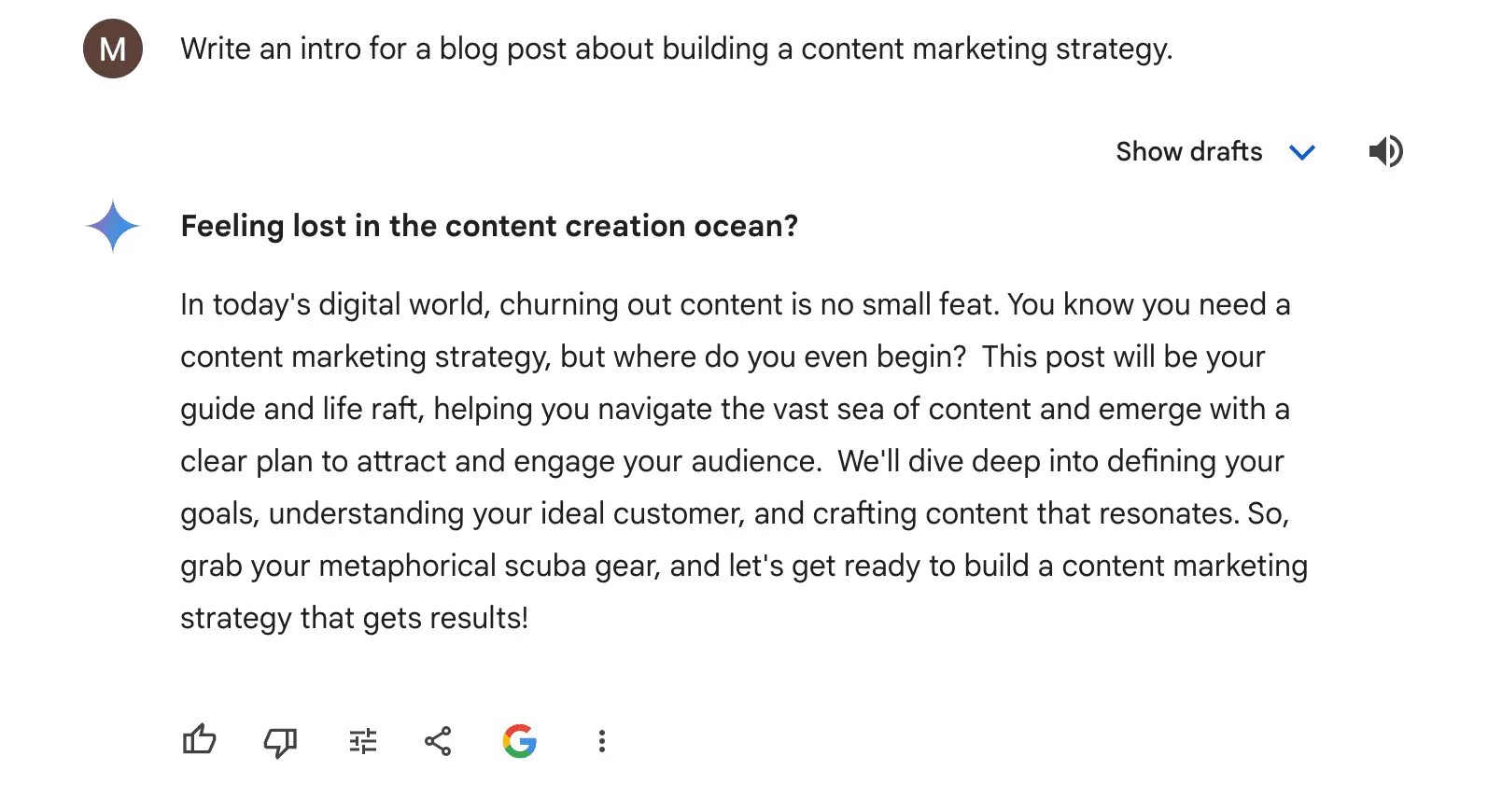 Gemini (Google Bard) writing quality