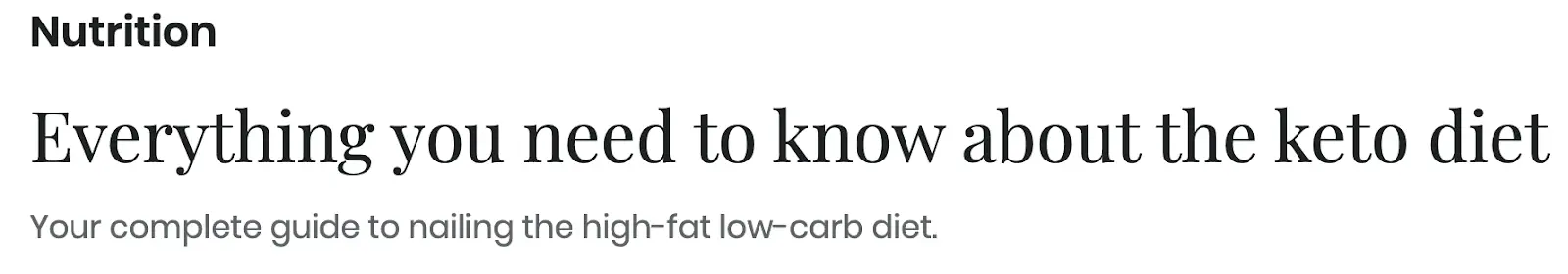 Blog post headline example Nutrition 