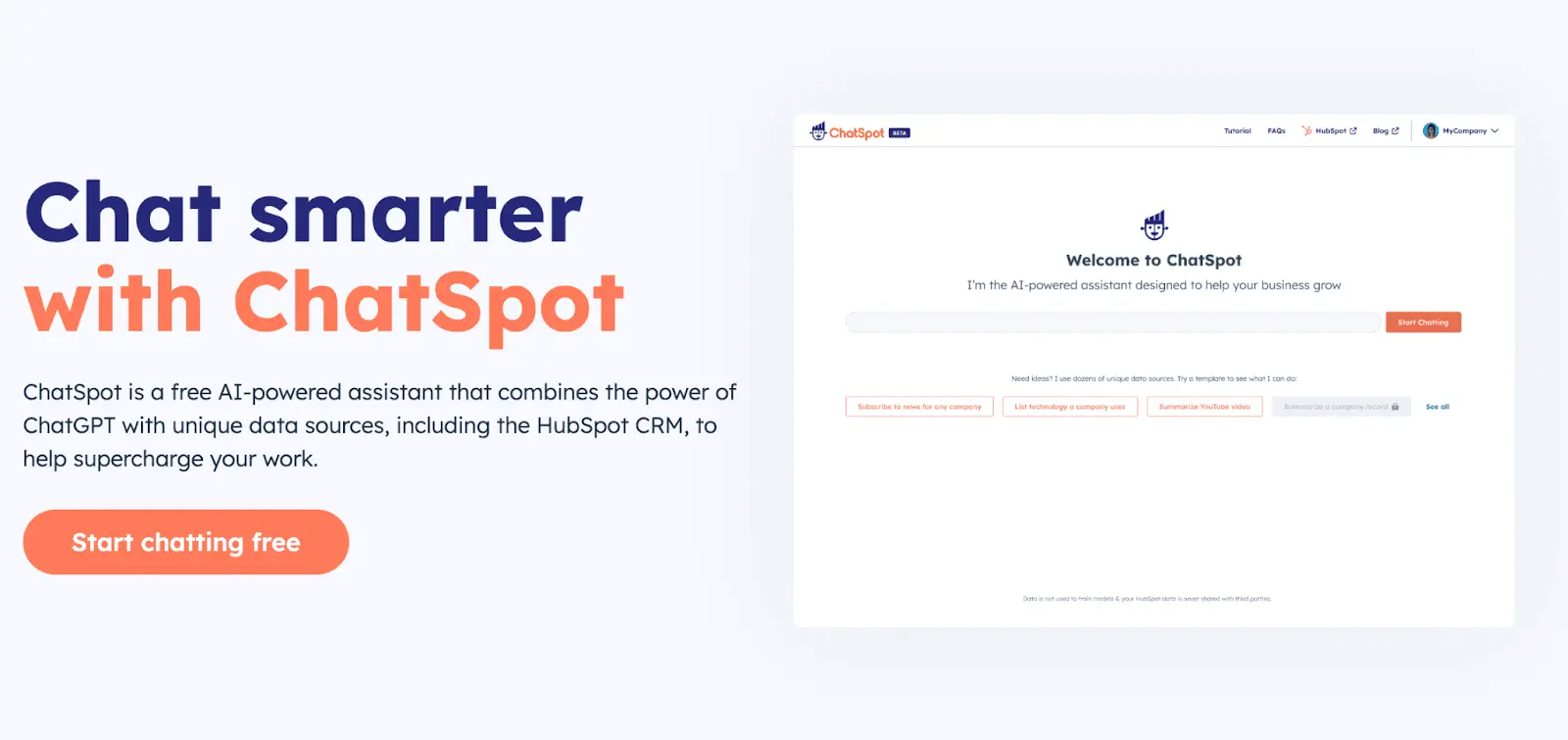 Hubspot's AI chatbot - ChatSpot