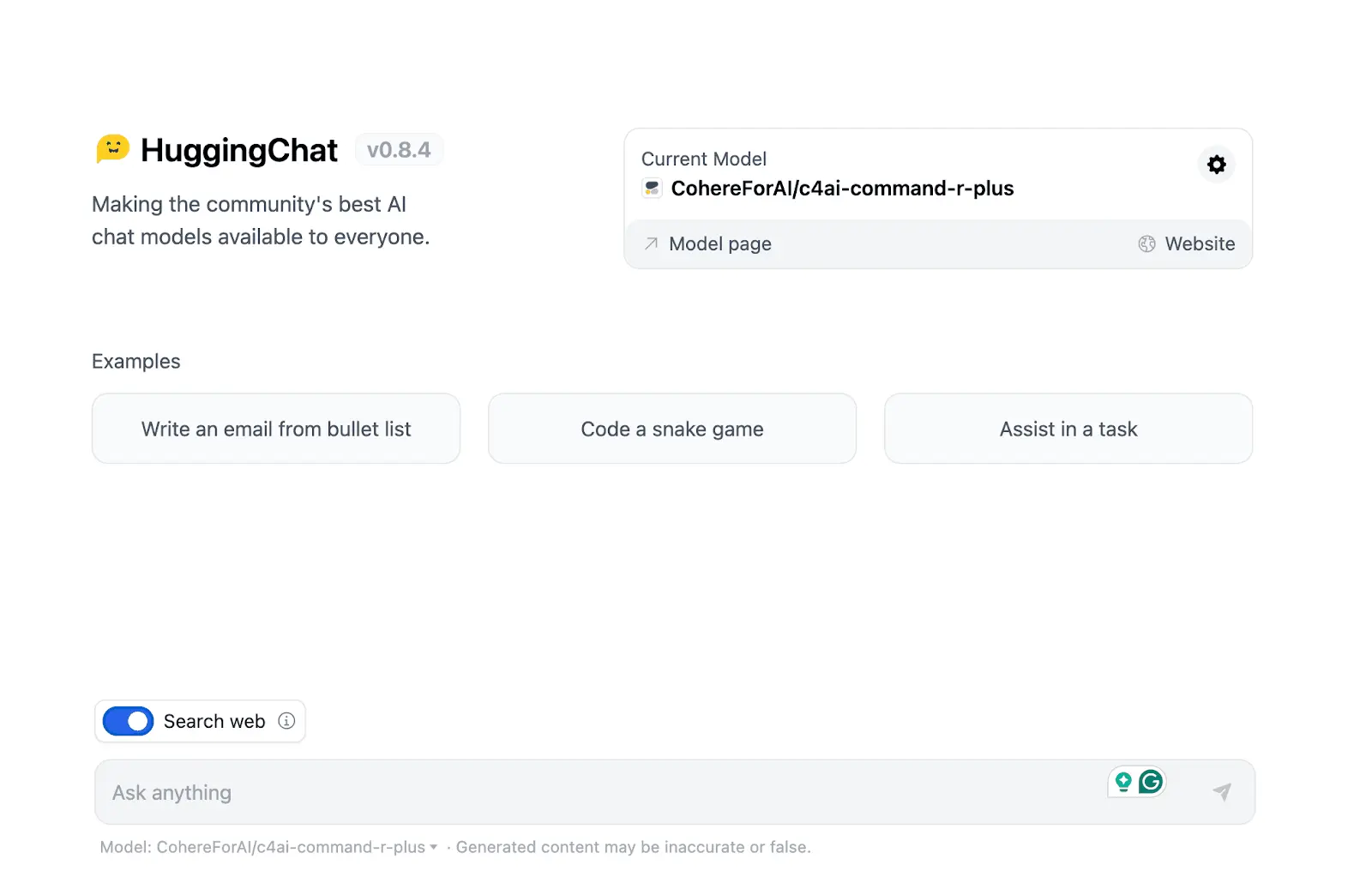 HuggingChat AI chatbot