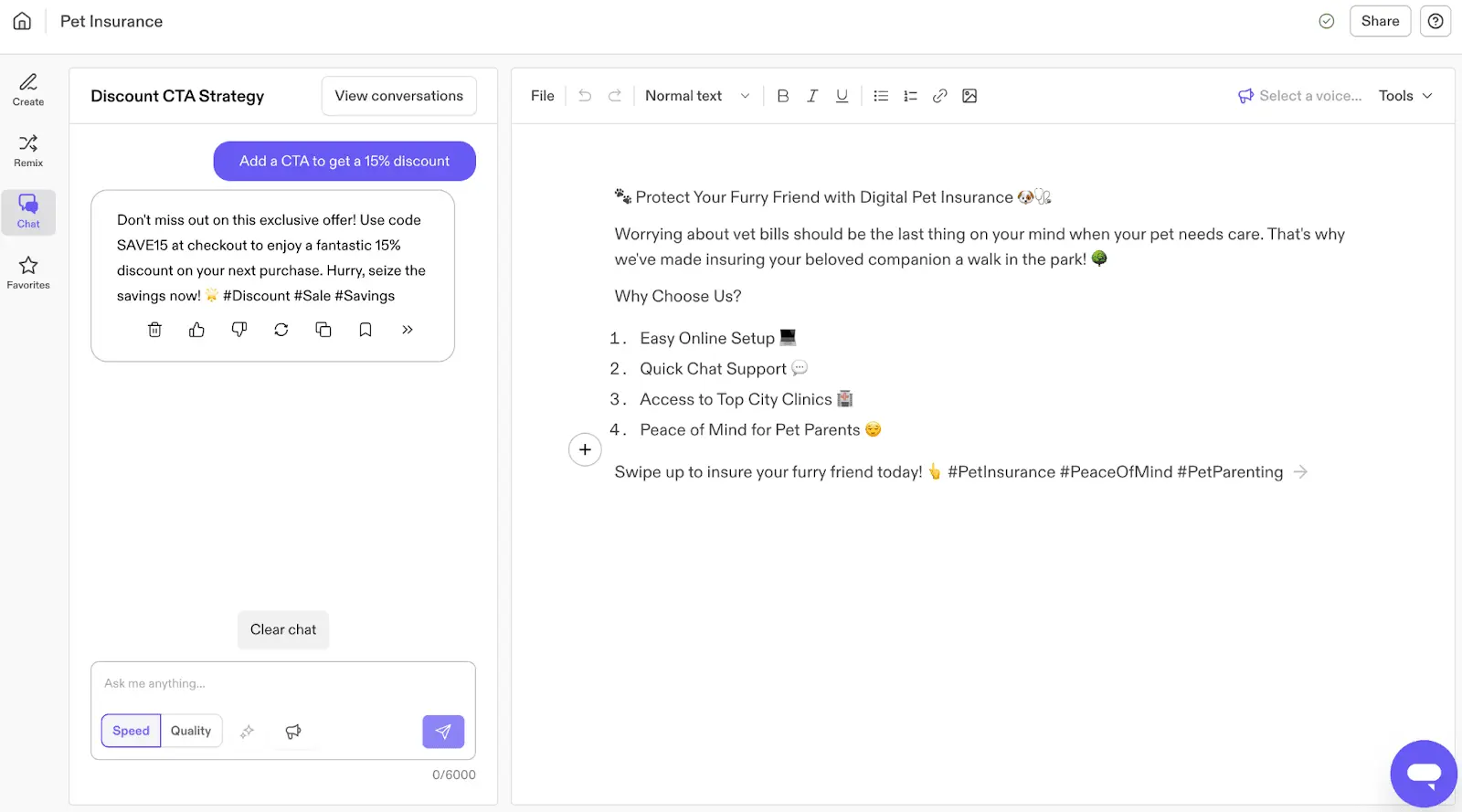 Jasper's AI chatbot